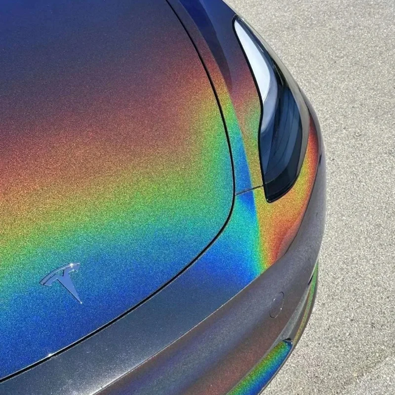 

Premium PET Gloss Rainbow Sparkle Black Metallic Vinyl Wrap Film Roll Self Adhesive Decal Car Wrapping Foil Air Release