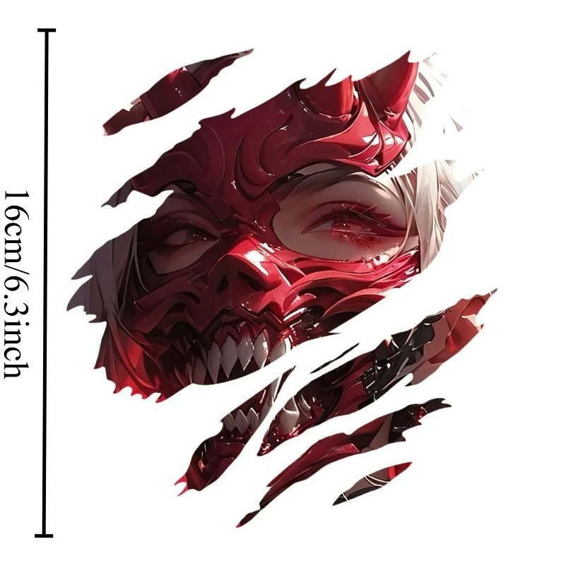 1Pc Tear Effect Anime Girl Vinyl Sticker, Waterproof Decal For Car Window Motorcycle Helmet Decor, Holiday Gift view 3