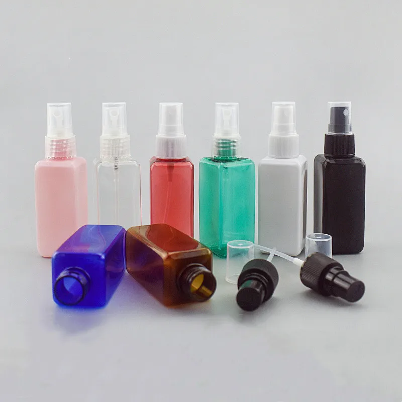 

500pcs 50ml Refillable Square Bottles Transparent Plastic Perfume Bottle Atomizer Empty Spray Bottle Portable Travel Accessories