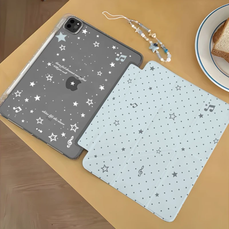 Ins Blue Polka Dot Tablet Case For iPad Pro 11 12.9 13 A16 M2 M4 M3 M5 Shell 8.3 9.7 10.2 5/6/7/8/9/10/11th Mini Air 3 4 5 Cover
