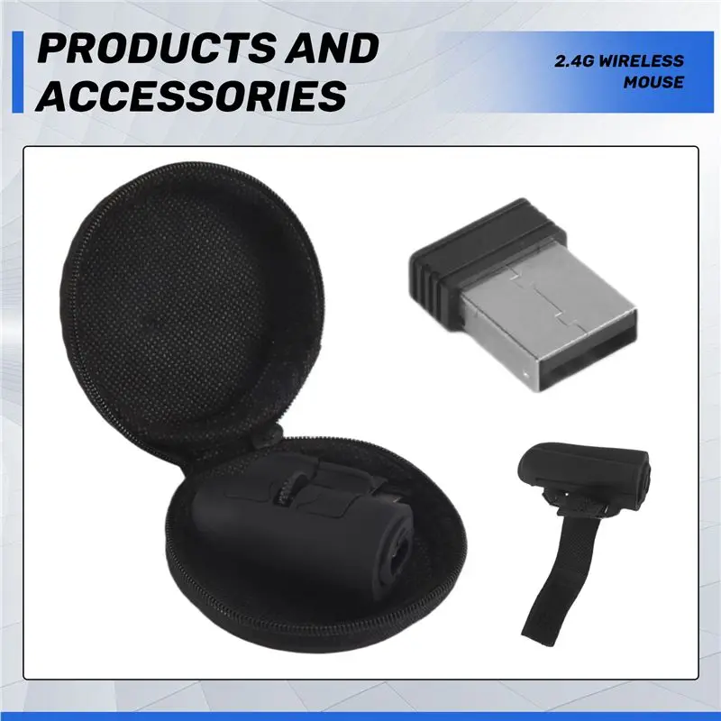 Mini 2.4G Wireless Finger Ring Mouse Ergonomic Handheld Optical Travel Mice User-Friendly