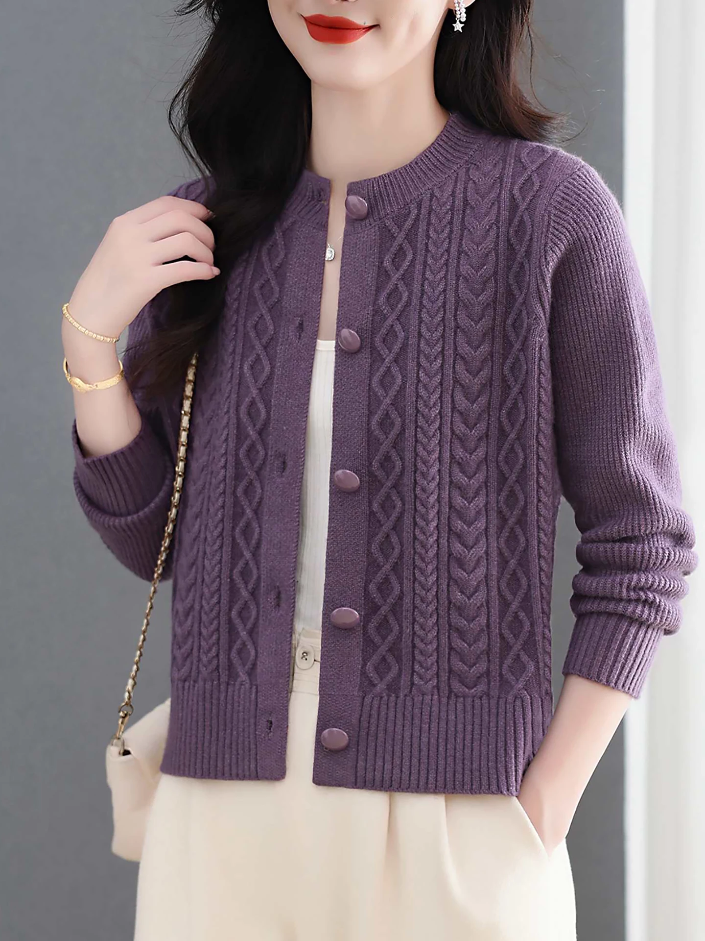 

Женский шерстяной вязаный открытый кардиган, пальто, свободный модный свитер, верхняя одежда, осень-зима, корейская версия