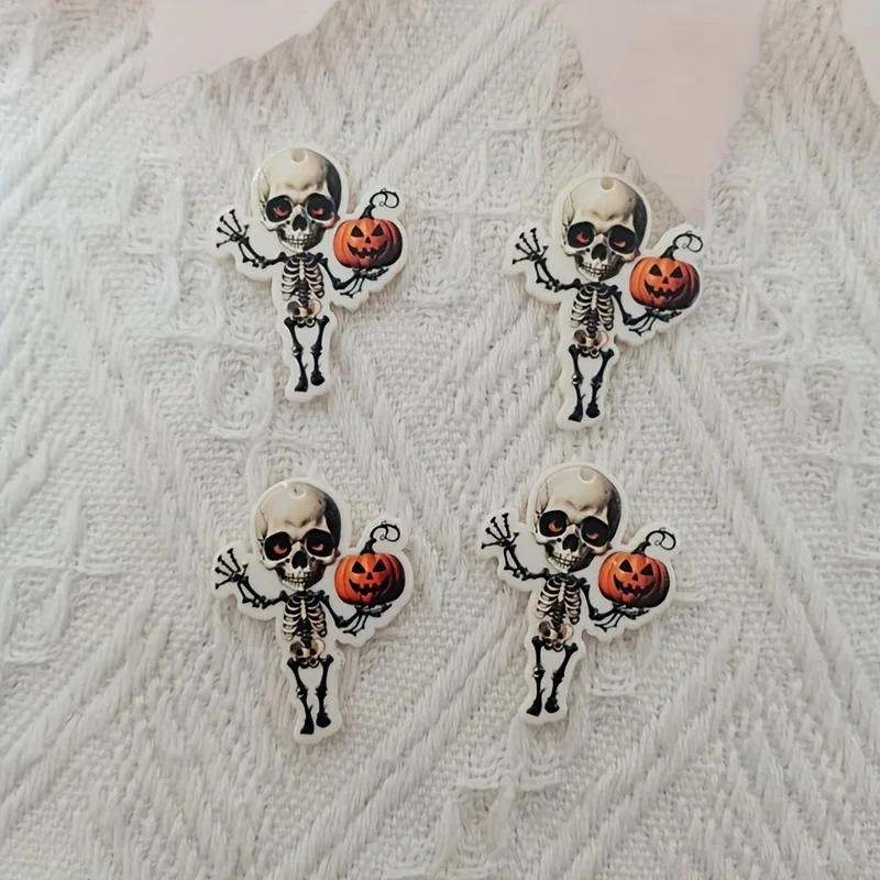 10pcs Halloween Ghost Pumpkin Acrylic Pendant - Ideal choice for earrings, necklaces, bags, and keychains