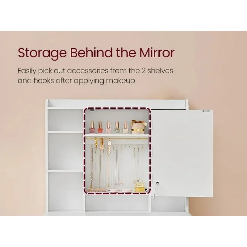 Kate Makeup Vanity Table Set Meja Rias Modern Putih untuk Kamar Tidur