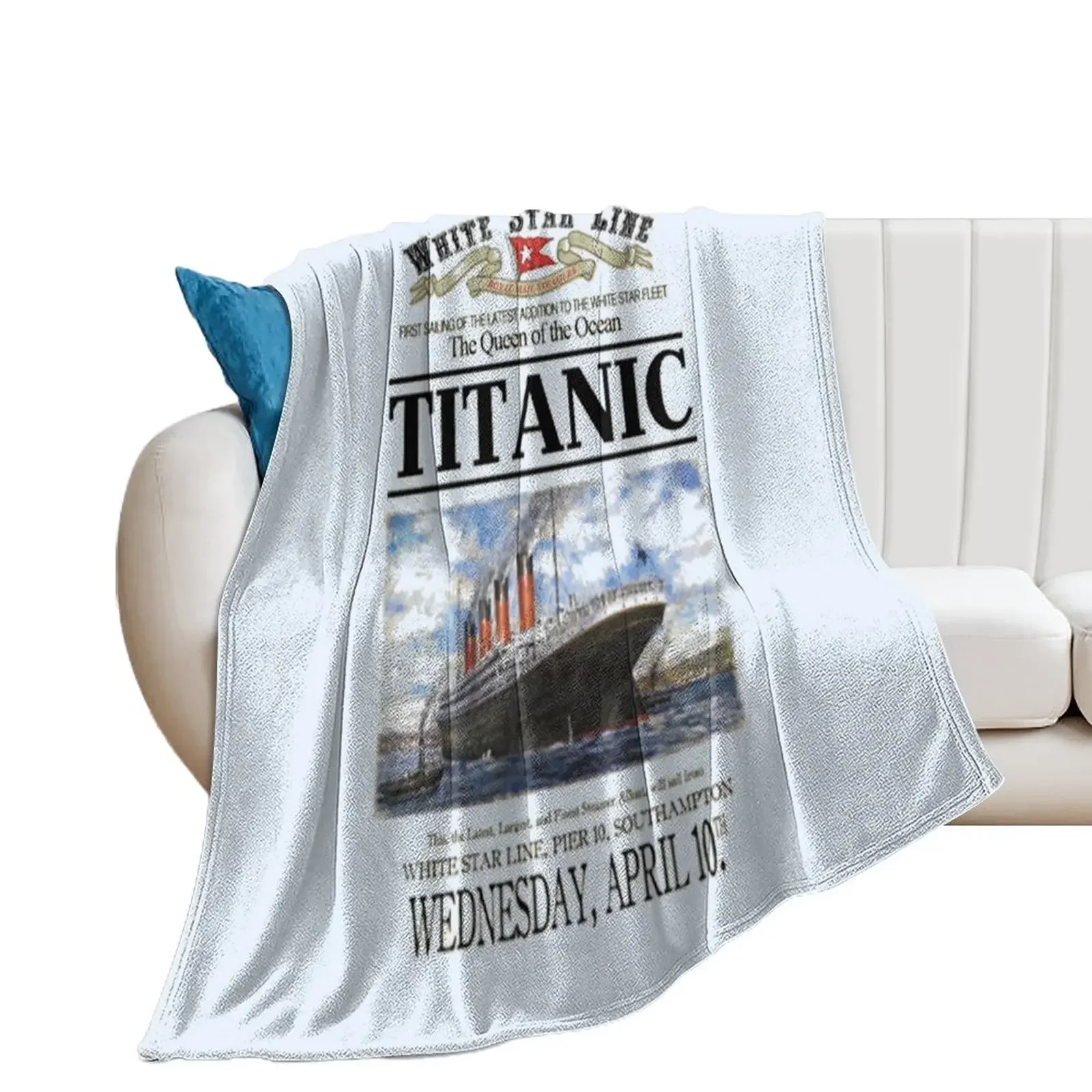 

Titanic Sinking Vintage Poster Cruise Ship Atlantic Ocean Voyage Throw Blanket Luxury St Furry Soft halloween Blankets