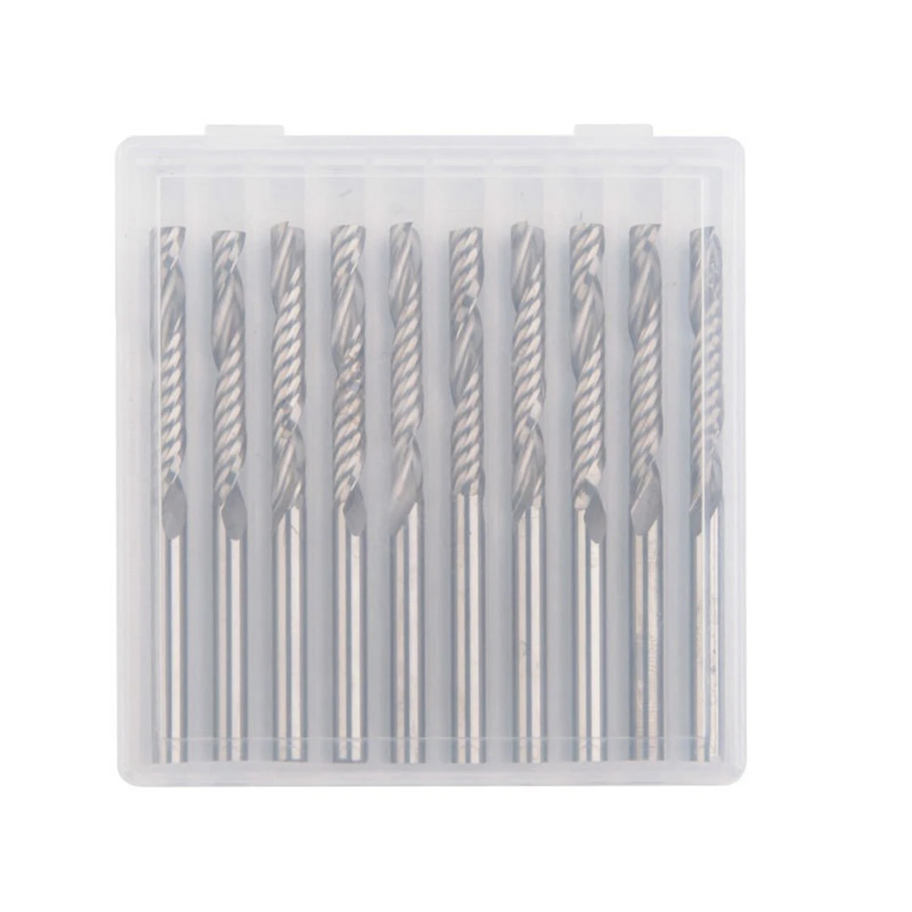 10Pcs/Set 1/8 inch 3.175X25mm Shank 1 Flute Carbide Spiral End Mill CNC Router Bit Tool for Acrylic PVC Wood