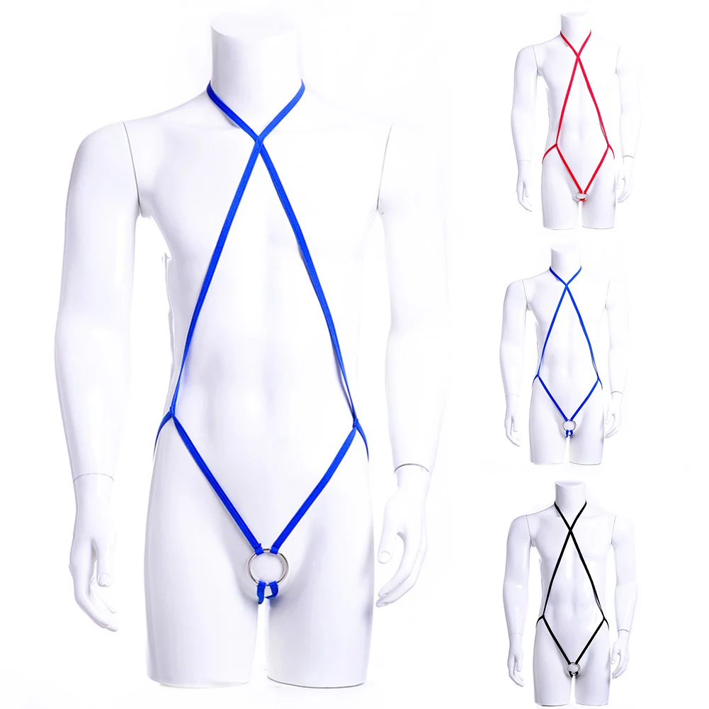 بدلة جسم رجالية مثيرة عارية الظهر ، ثونغ صلب ، ملابس داخلية مثيرة ، خاتم الديك ، ملابس داخلية ، جمبسوت مفرغ ، سلاسل جي بأربطة