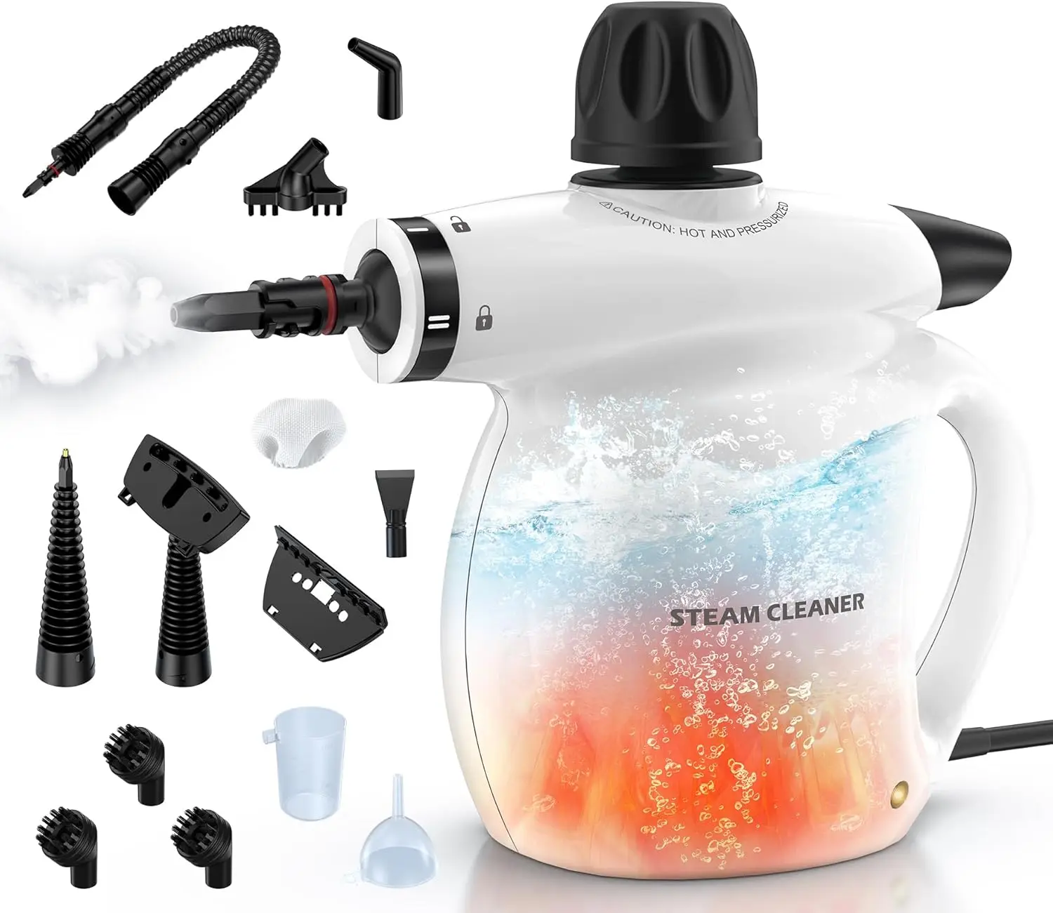 

Портативный пароочиститель, 13 насадок для многофункциональной глубокой очистки дома, кухни, автомобиля, обивки, ванной комнаты и одежды