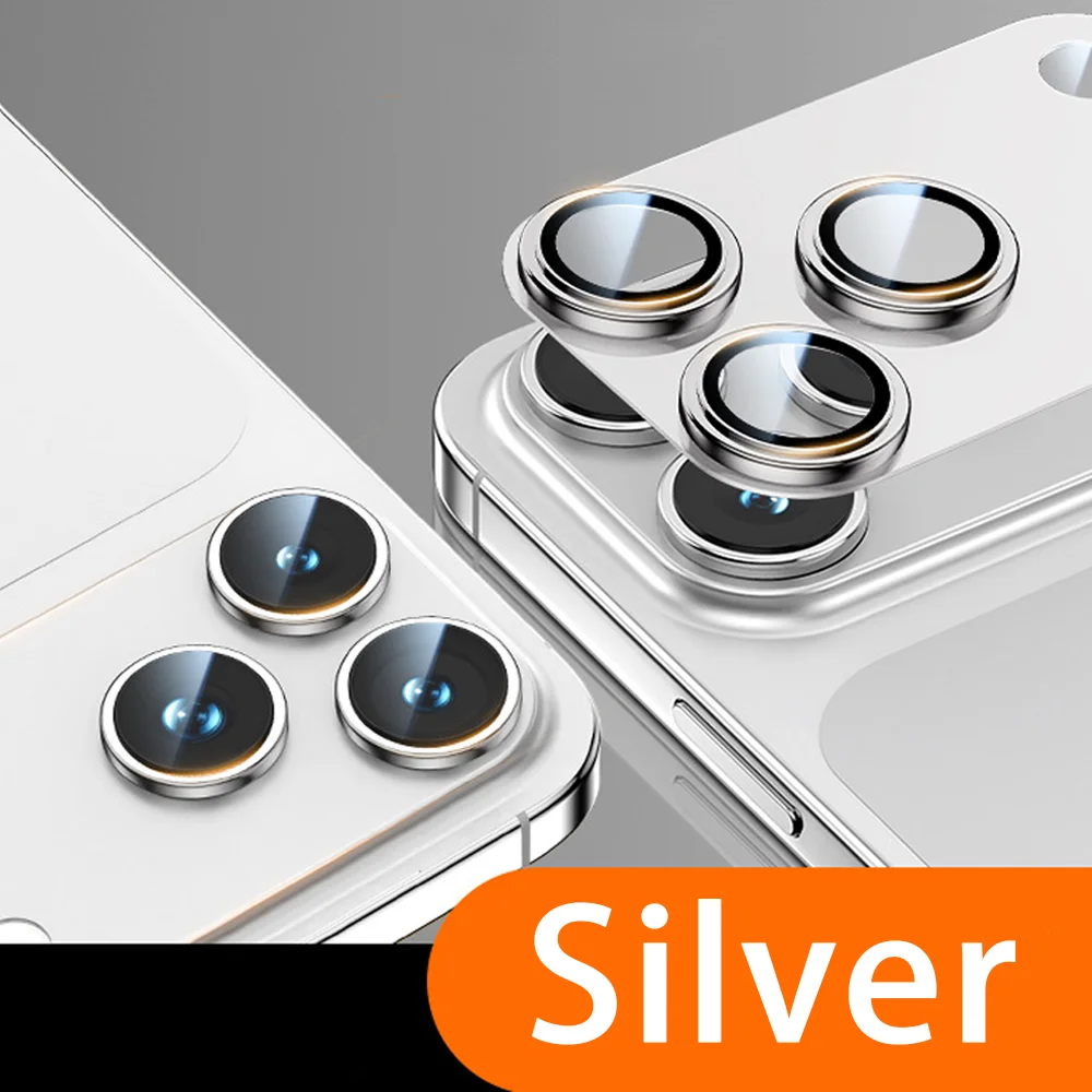 Armor Metal Ring Camera Lens Protector for IPhone 17 Pro Max Tempered Glass Film Orange Anti-Slip Shockproof Protective Cover