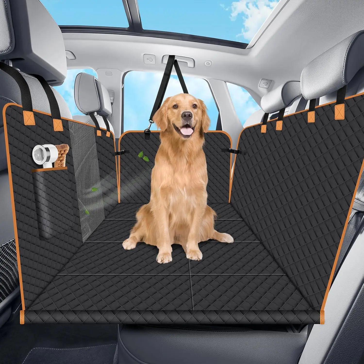 

Durable Dog Car Seat Cover with Hard Bottom, Supports 400lbs, Waterproof & Easy Clean for SUV Truck