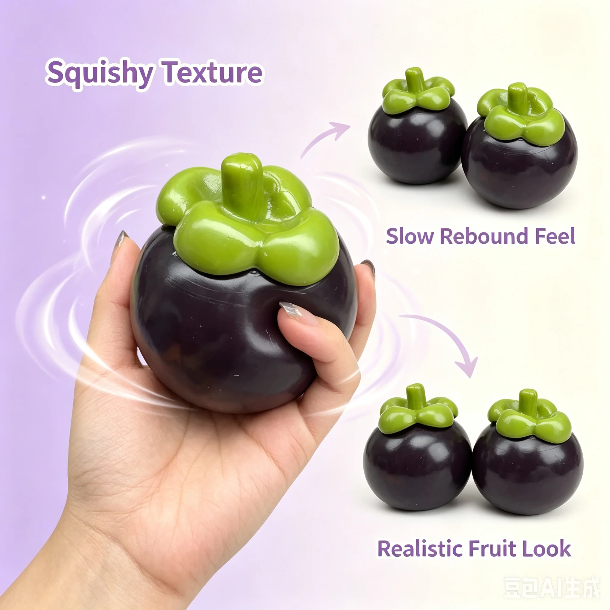 Kein Rückprall Mangostan-Quetschspielzeug Kreatives Baustein-Füllspielzeug Squishy ASMR Sensorisches Anti-Stress Fidget-Spielzeug für Erwachsene