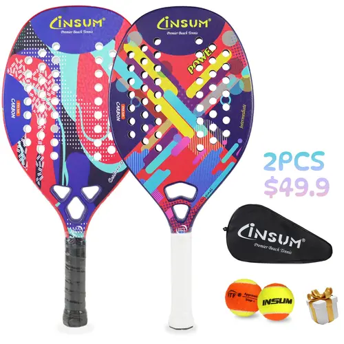 Imagen 1 del producto Raqueta de tenis de playa INSUM EVA SOFT Carbon 22mm HR3 Core raqueta de tenis de playa de alta calidad para hombres mujeres principiantes