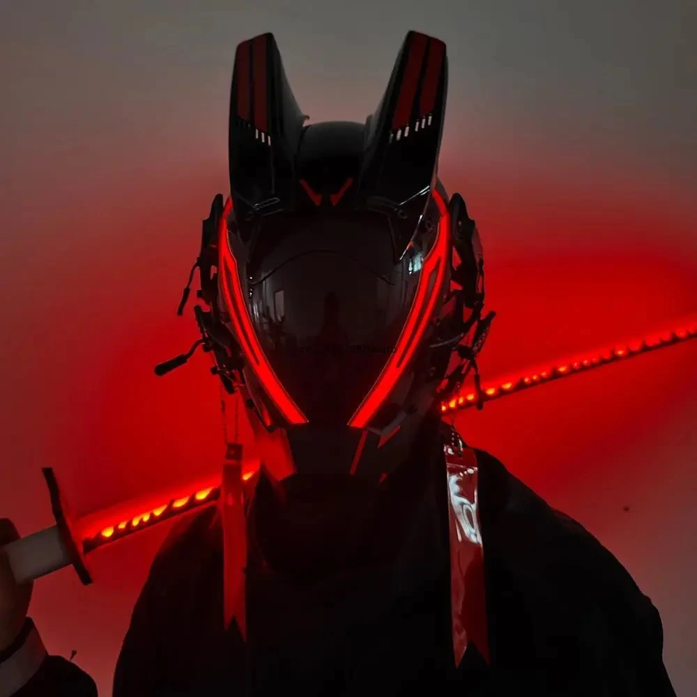 JAUPTO Punk Mask for Men, LED Mask for Women,Futuristic Punk Techwear, Cosplay Halloween Fit Party Music Festival Accessories
