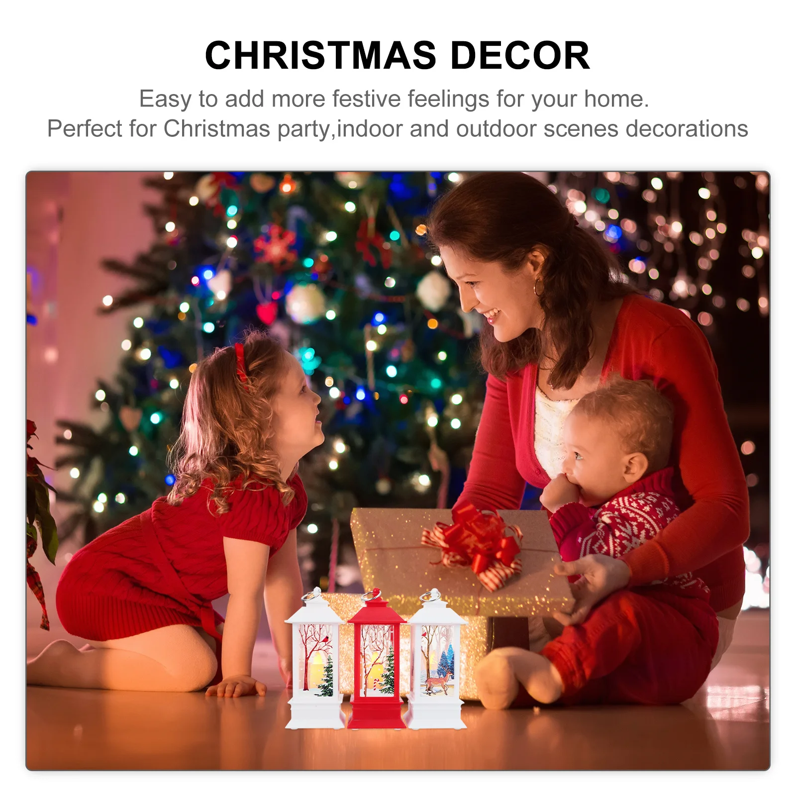 

3Pcs LED Hurricane Lamp Christmas Desktop Decoration Xmas Party Prop Festival Gift Night Lamp Decor Party Supply
