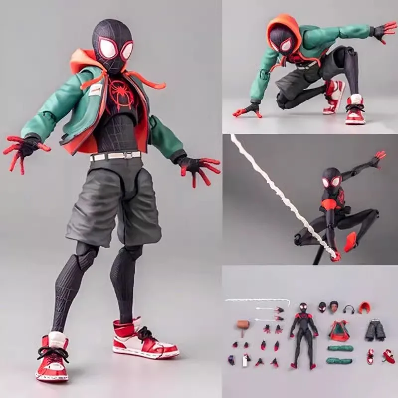 Miles Morales Spider-Man：Into The Spider-Verse Mobile Figurine Movable Toy Replace Parts Marvel Doll Model Gifts Kids Friends