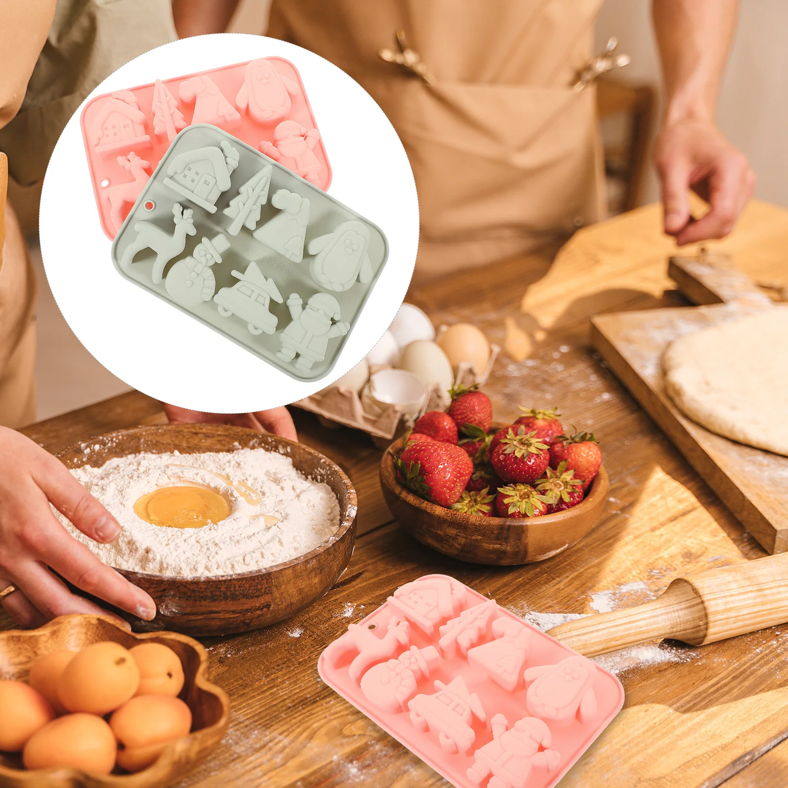 

2Pcs Non-Stick Silicone Christmas Baking Mold Cake Mold Xmas Chocolate Candy Pastry Baking Supplies Christmas Chocolate Molds