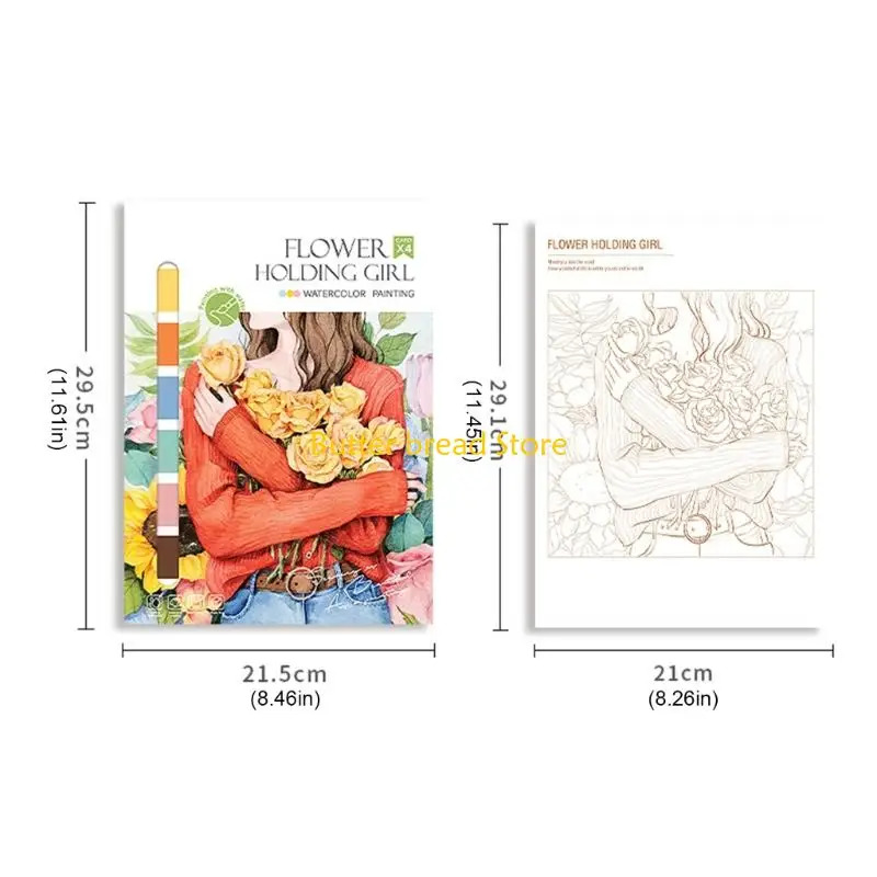 W89C 4 Arkusze akwarelowe malowanie książki z pędzlem kolorowanki książki do rysowania