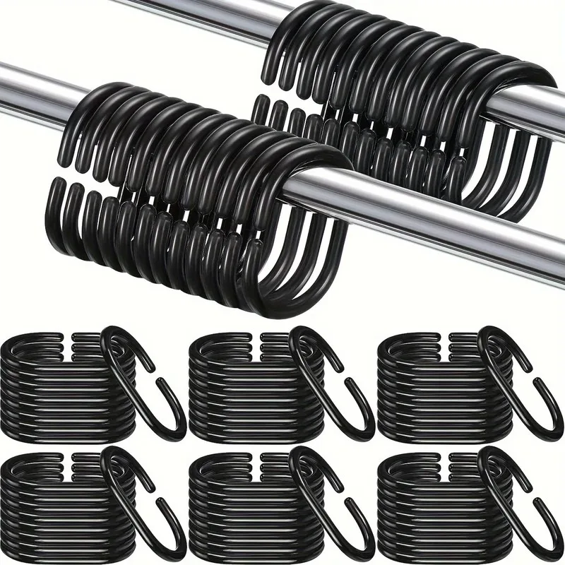 6 pcs Easy Snap-On Closure C-Type Shower Clips, great for Moist Environment, Durable Plastic Body, Bathroom Shower Curtain