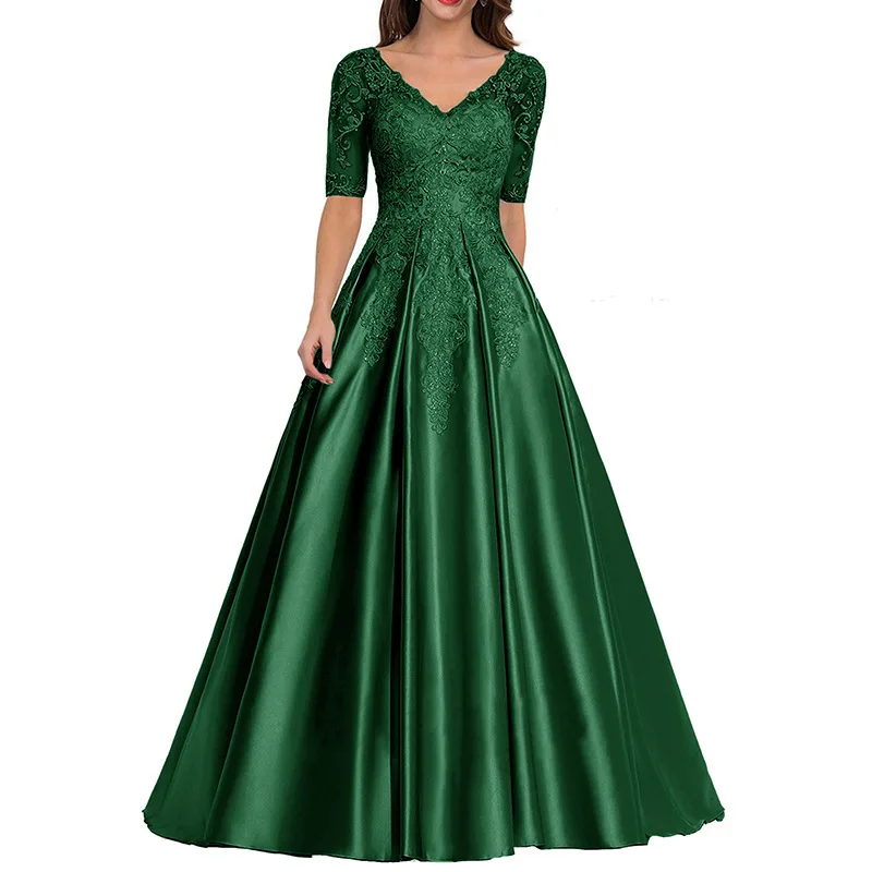 Elegant A Line Women Evening Dresses Satin Appliques Prom Party Gowns Formal Vestido De Noche Abenkleider robes de soirée