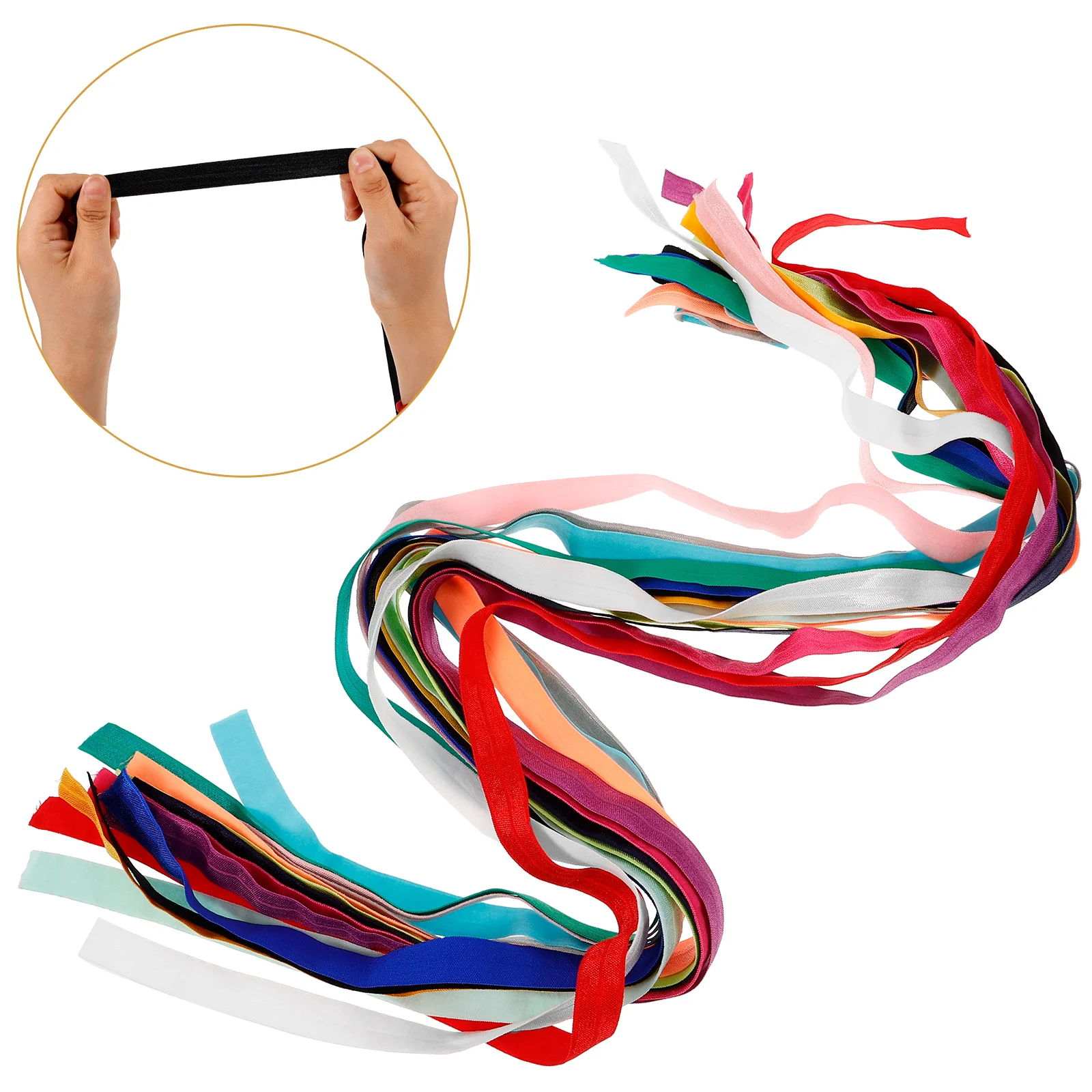 15pcs DIY Springy Stretch Knitting Sewing Elastic Ribbon Foldover Elastics for Baby Girl Teen Women Stretch Hair Ties Headbands