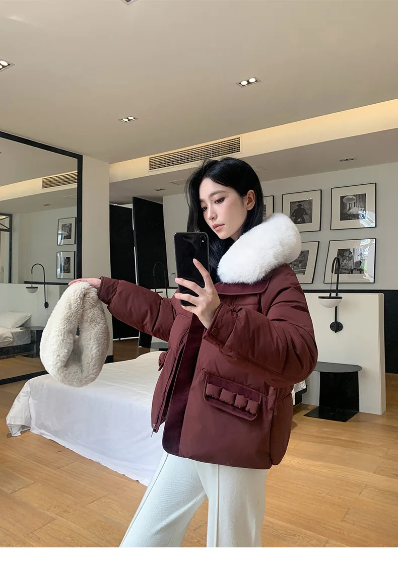 Simple Faux Fur Collar Padded Parka Women Thick Warm Winter Puffer Jacket 2026 Ladies Office Wear Casual Solid Zipper Outerwear
