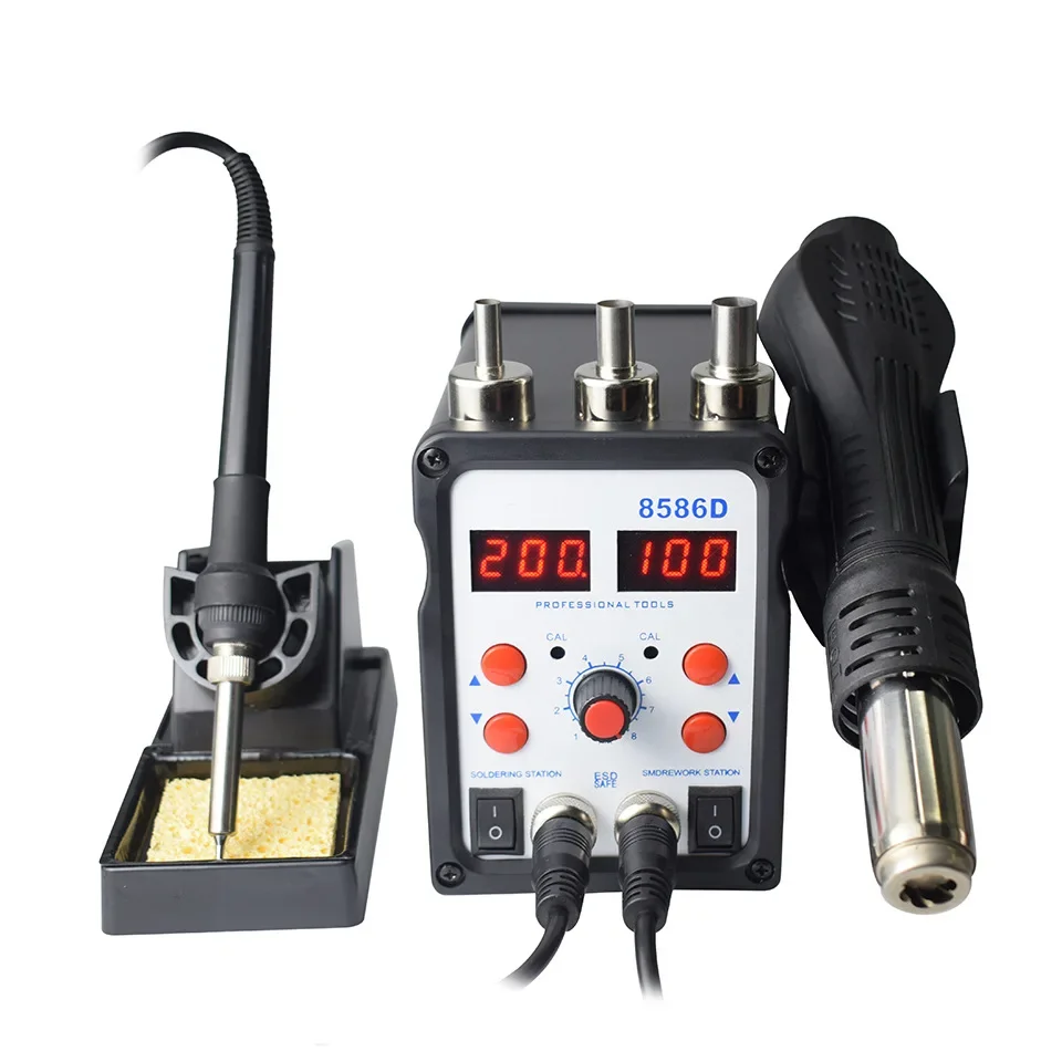 8586D Double digital display electric welding station hot air gun electric soldering iron