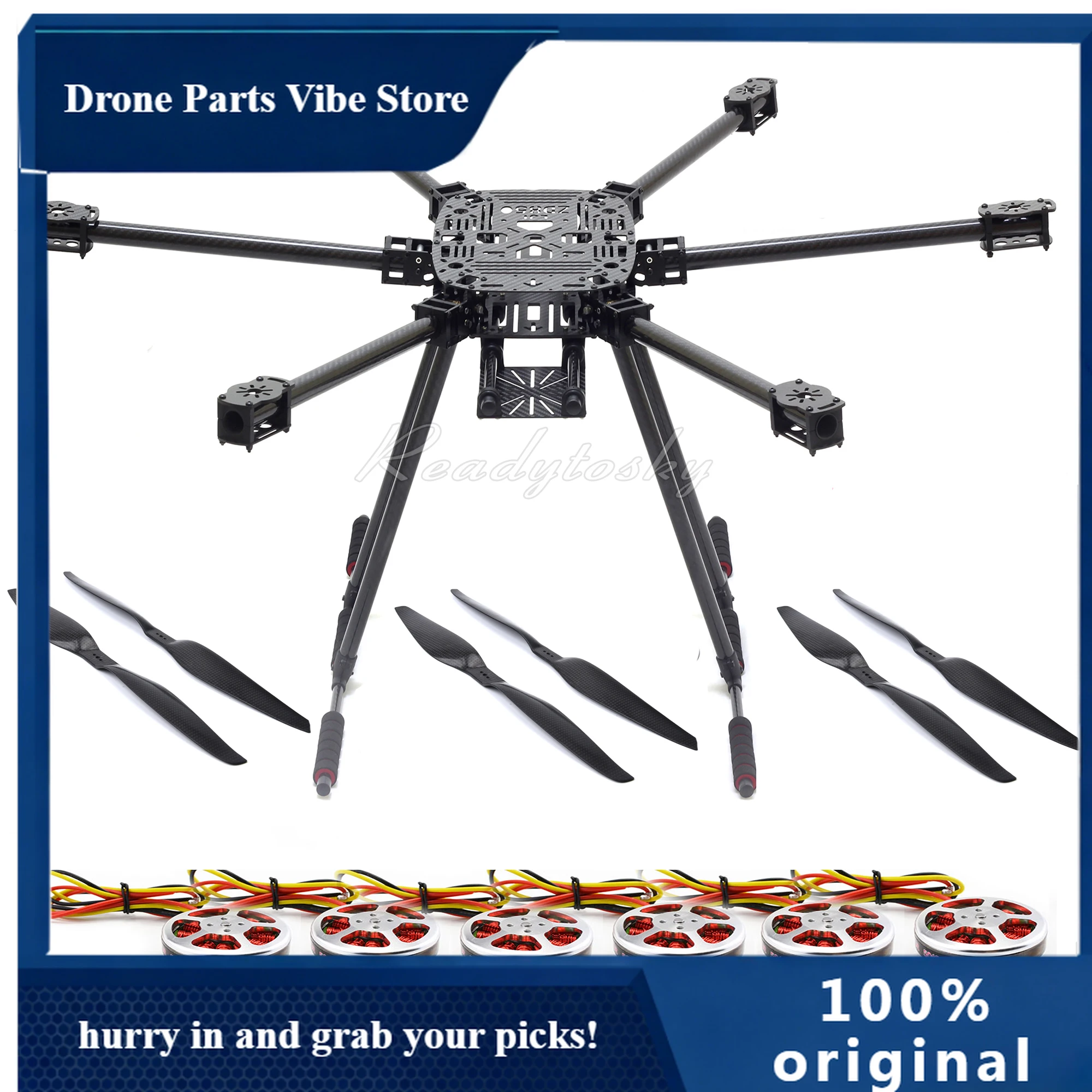 

APZD850 Full Carbon Fiber 850mm Hexa-Rotor Frame 5010 360KV Motor 1555 Carbon Fiber Propeller set