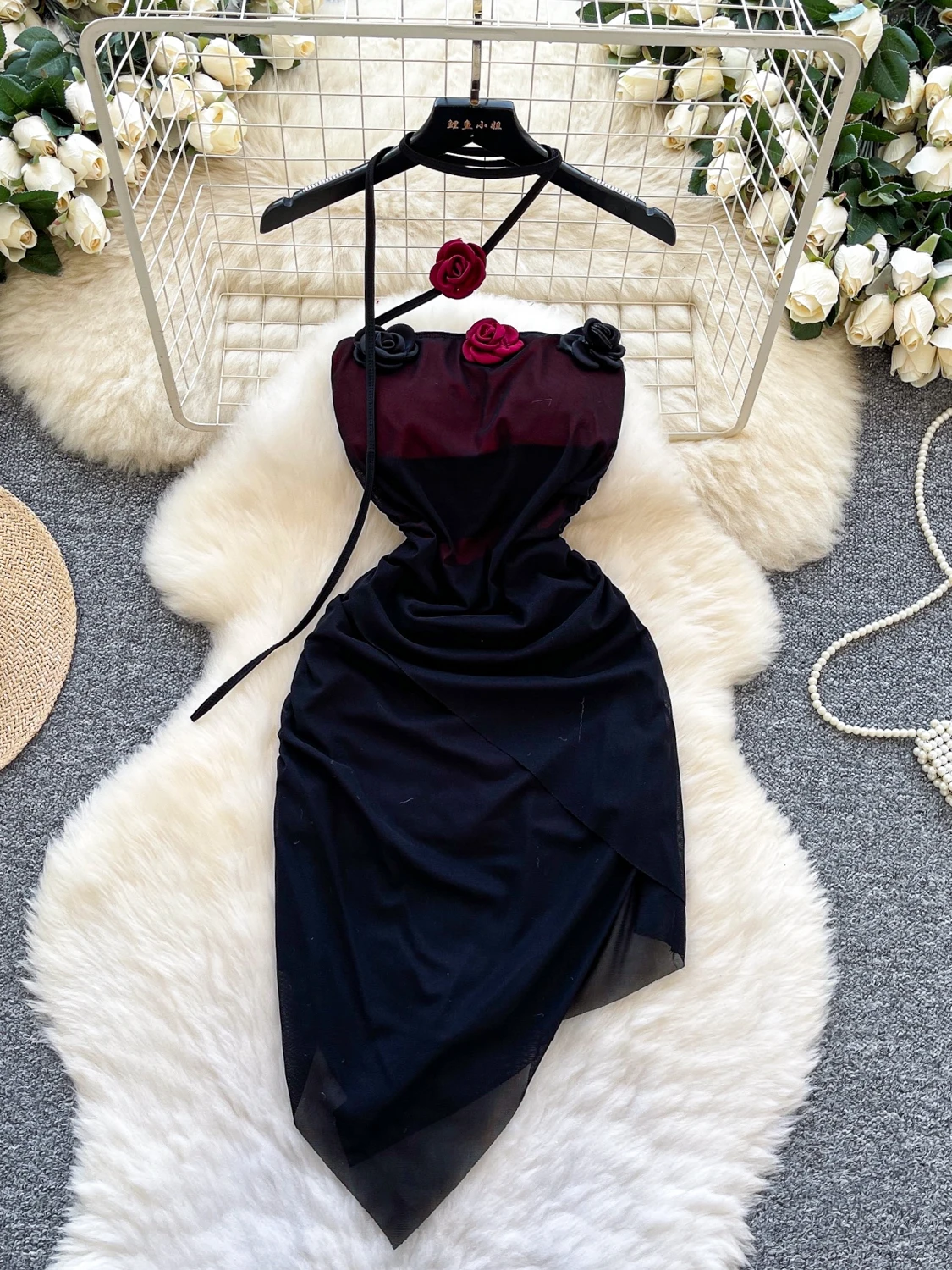 

Faionable Spicy Girl Ne Hanging 3D Flower Me Tube Top Dr Женский асимметричный облегающий ремень Dr Трапеция с высокой талией ...