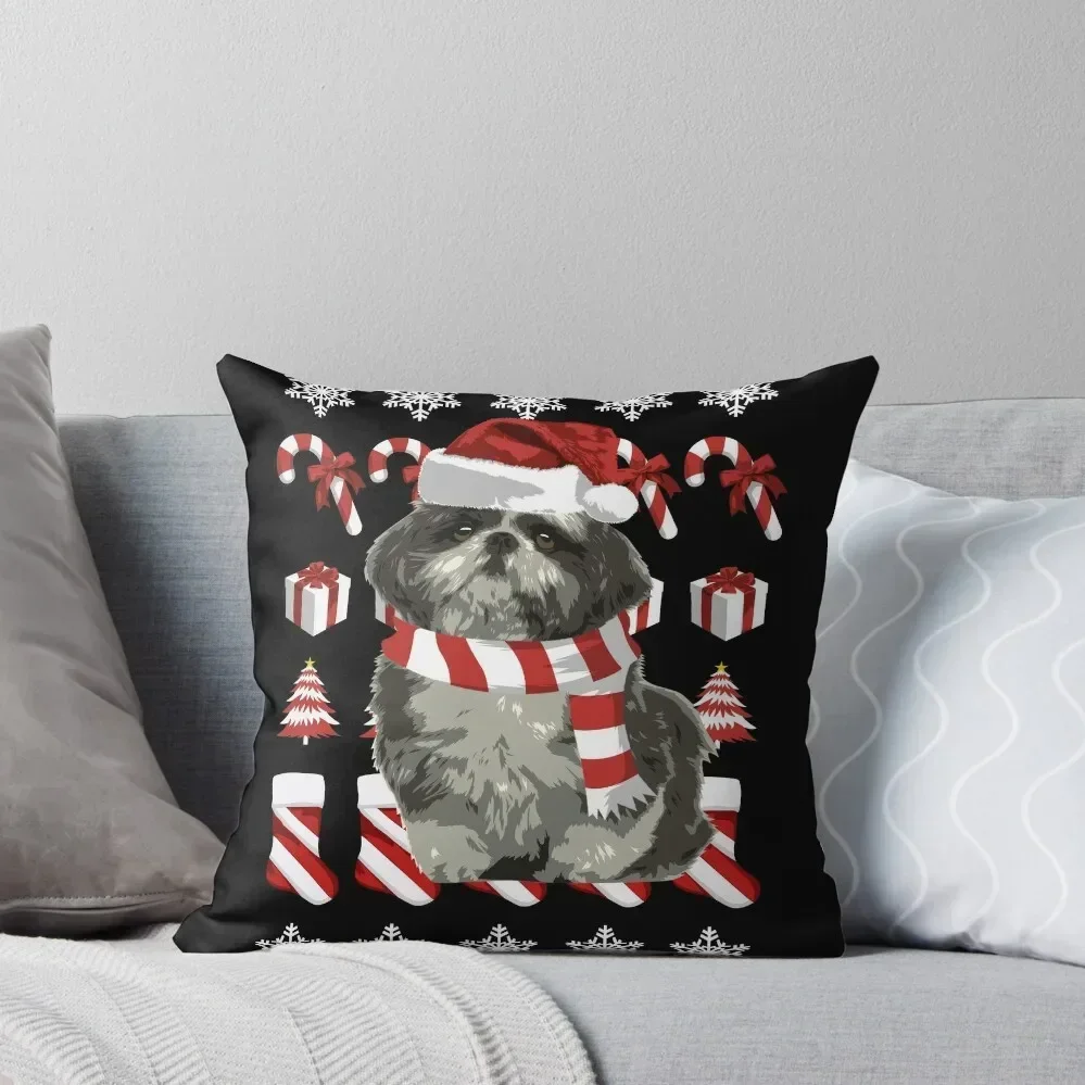 

Marry Christmas Shih Tzu Black Design Throw Pillow home decor items Couch Pillows pillow