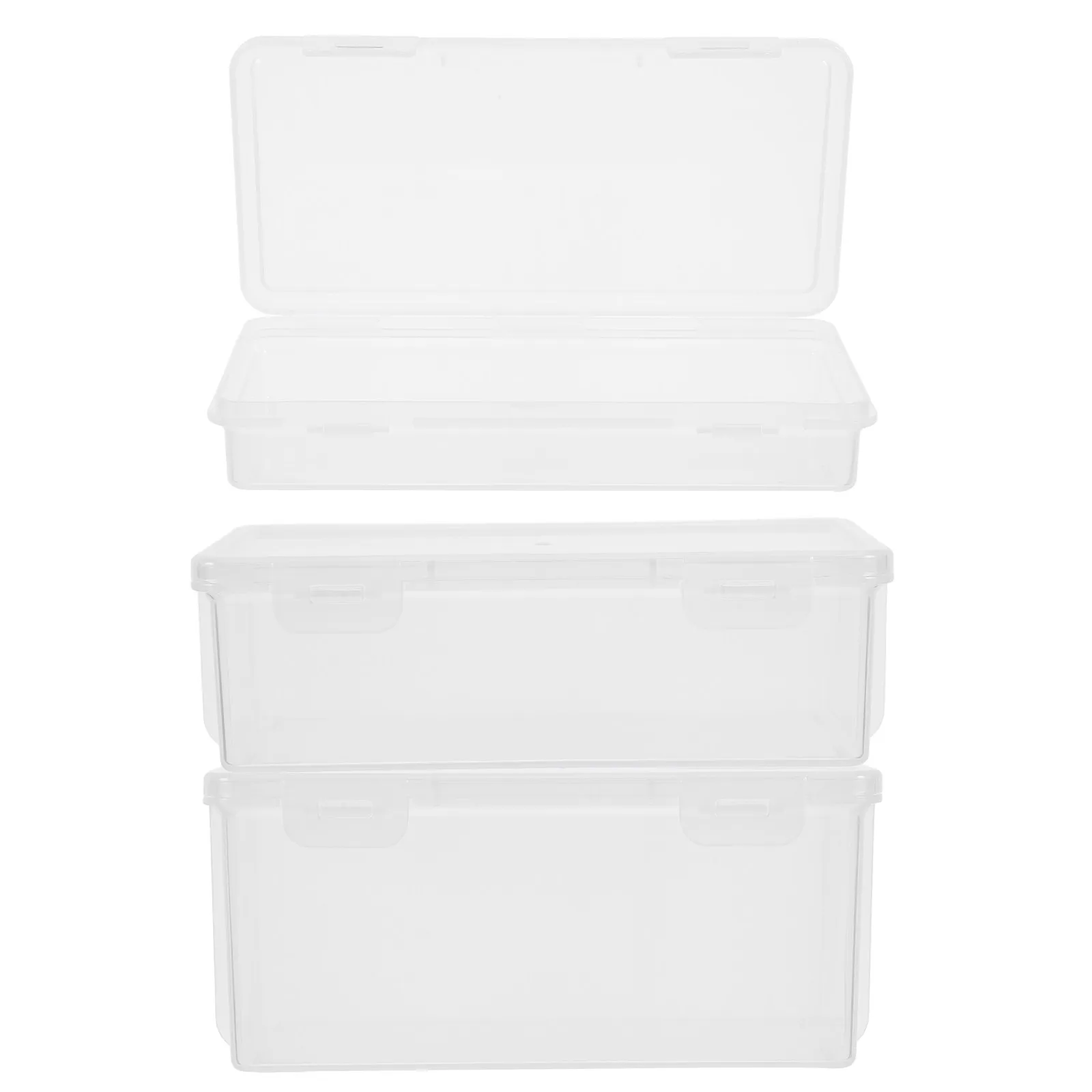 3Pcs Multifunctional Clear Plastic Storage Boxes Snap-Tight Lid Large Capacity Pencil Organizer for Kids Adults Craft Materials
