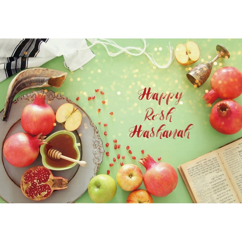 Shana Tova Happy Rosh Hashanah Photography Backdrop Shofar Pomegranates Apples Honey Baby Photographic Background Photo Studio