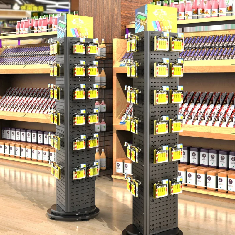 

custom.Customized Rotating Display Stand Pegboard Supermarket Shelves Battery Display Rack Grocery Store Shelf