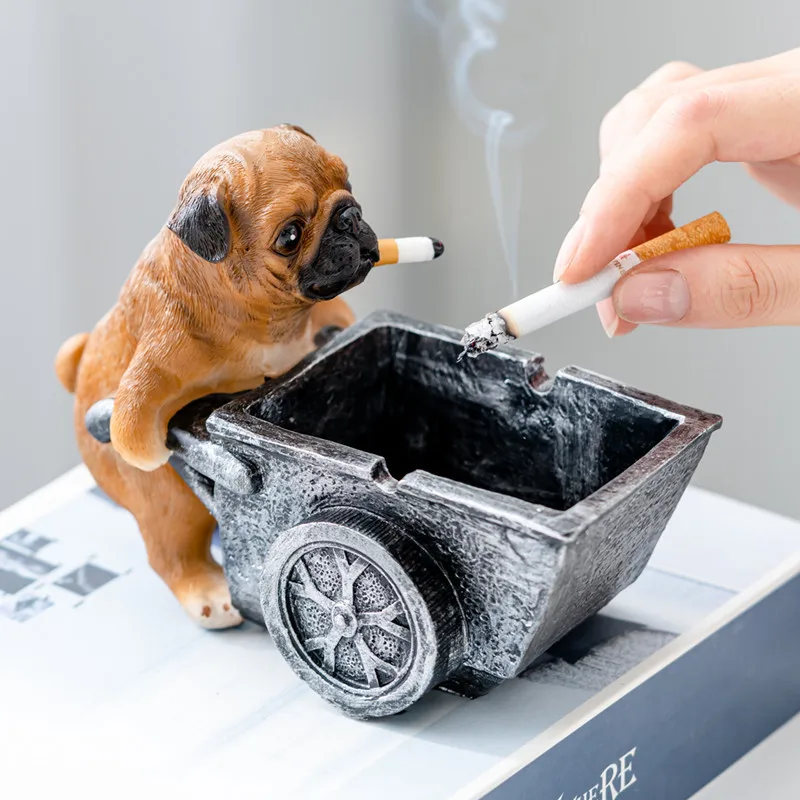 Household Creative Personality Trend Ashtray with Cover Office Cute Dog Birthday Gift Boys Send Boyfriend Friends