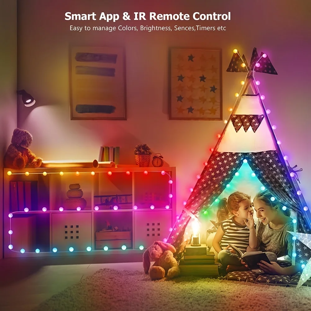 USB grande LED Bead LED String Light APP Sincronizzazione musicale, lucine che cambiano colore per decorazioni natalizie per feste interne ed esterne