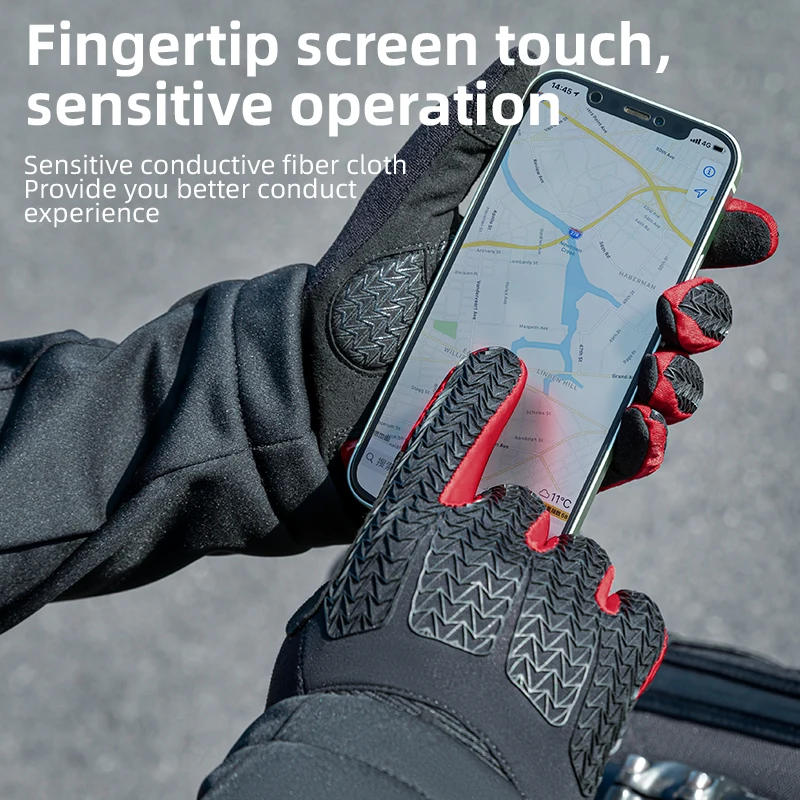 ROCKBROS Bicycle Gloves Touch Screen Anti-slip Shockproof SBR Plam Full Finger Bike Gloves Sports MTB Road Cycling Long Gloves
