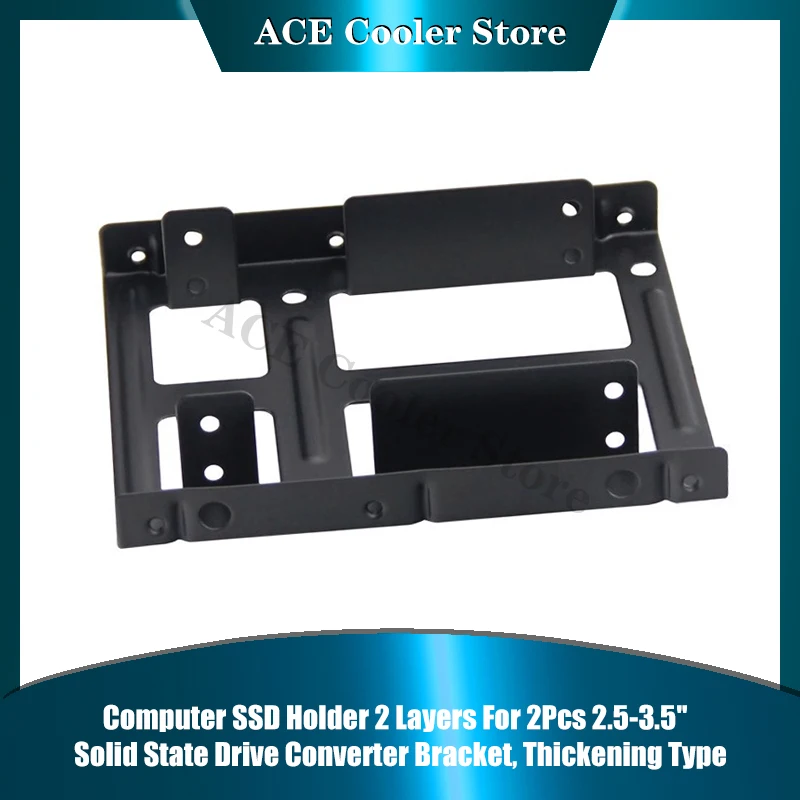 Computer SSD Holder for 2.5 inch to 3.5 inch Solid State Drive Converter Bracket, 2 Layers Thickening Type