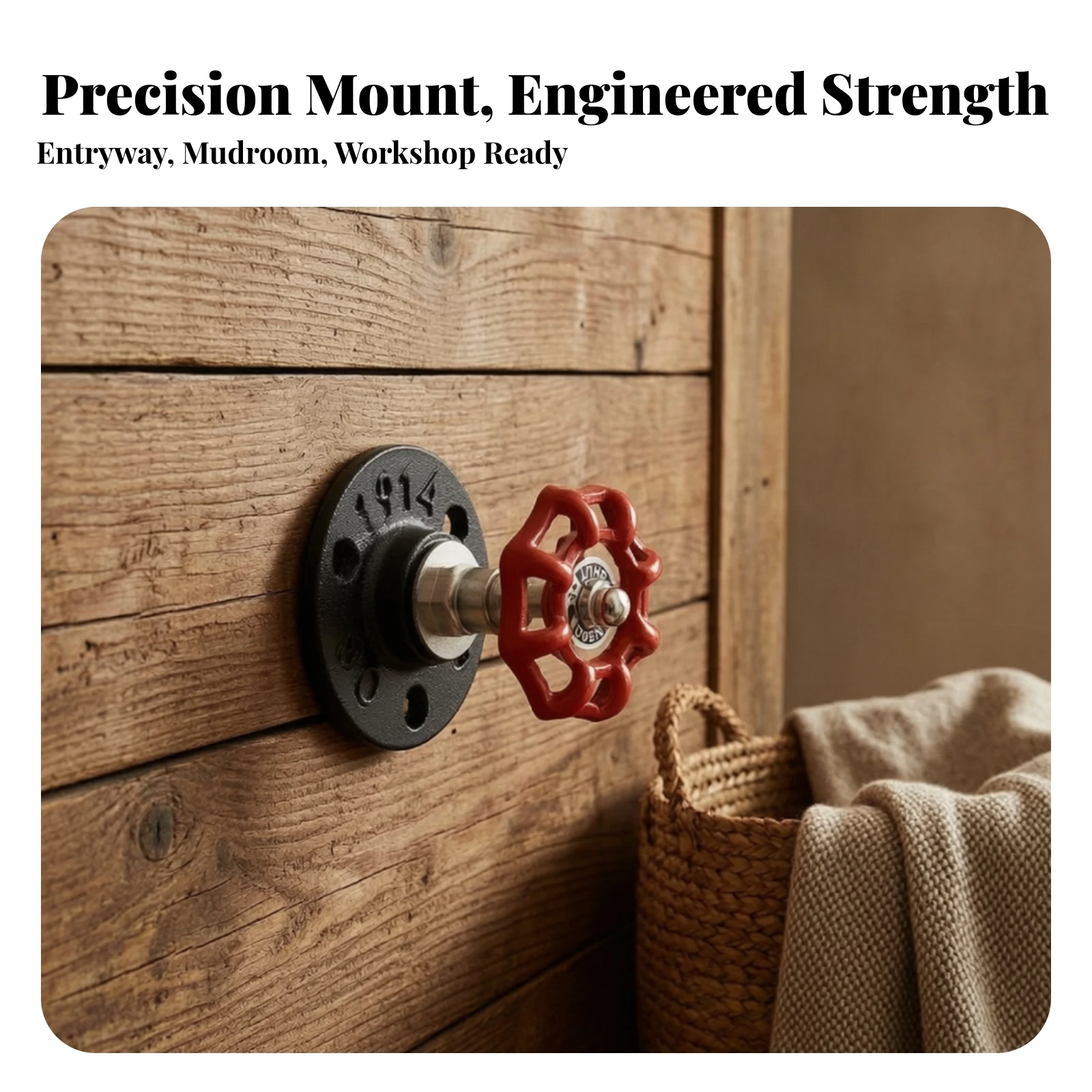 Clothing Rack Rustic Industrial Coat Hook Hook with Valve Wheel Heavy-Duty for Entryway, Bathroom