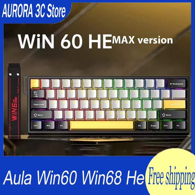 Aula Win60 Win68 He Magnetic Switch Keyboard 8k Wired Customized Rgb Baklight Hot Swap Rt Esports Gamer Mechanical Keyboard Gift