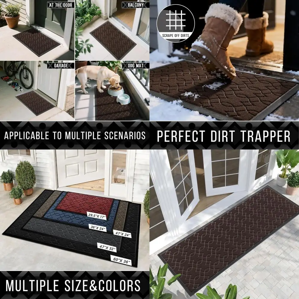 

All-Season 72x24 Outdoor Runner Rug, Waterproof Entrance Mat, Heavy Duty Non-Slip, Easy Clean, Coffee