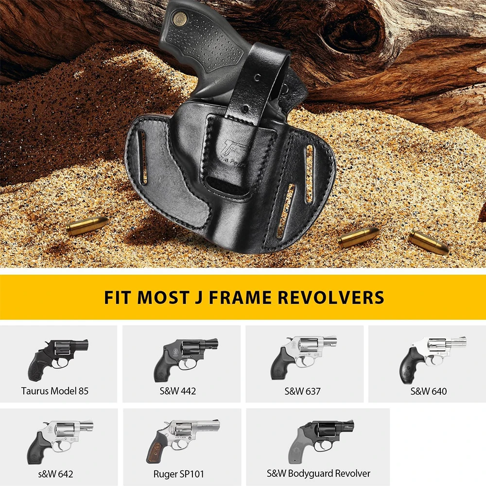 Handmade Leather Holster for S&W J Frame,.Rug LCR,S&W 442/642,/Other 38 Special Snub Nose Revolvers up to 2.25