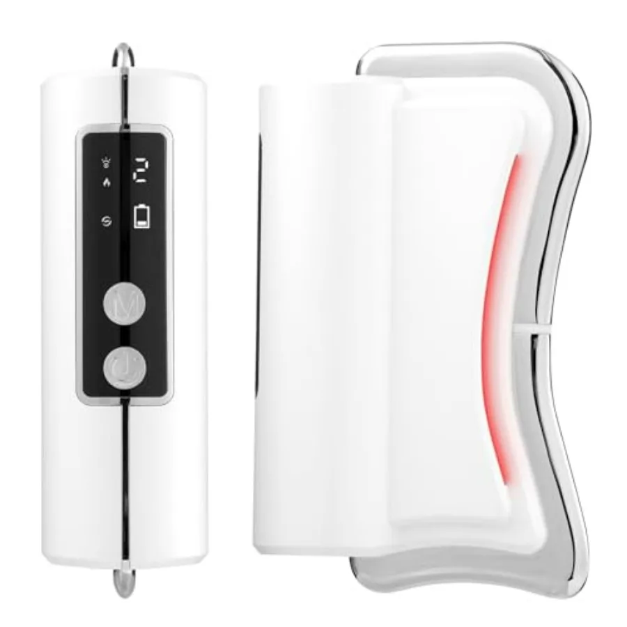 Electric Guasha Tool for Face and Neck Muscle Scraper with Light-Care Silicone Red Facial Relaxation Device Skincare Gift for W