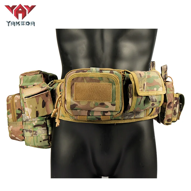 YAKEDA Tactical Waist Bag Camouflage Multifunctional Five-piece Set Tactical Waistband Security Combination Belt Accessory Bag