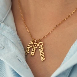 Vertical Name Necklace Multiple Names Jewelry Minimalist Name Necklace Gift for Her Mother's Day Gift