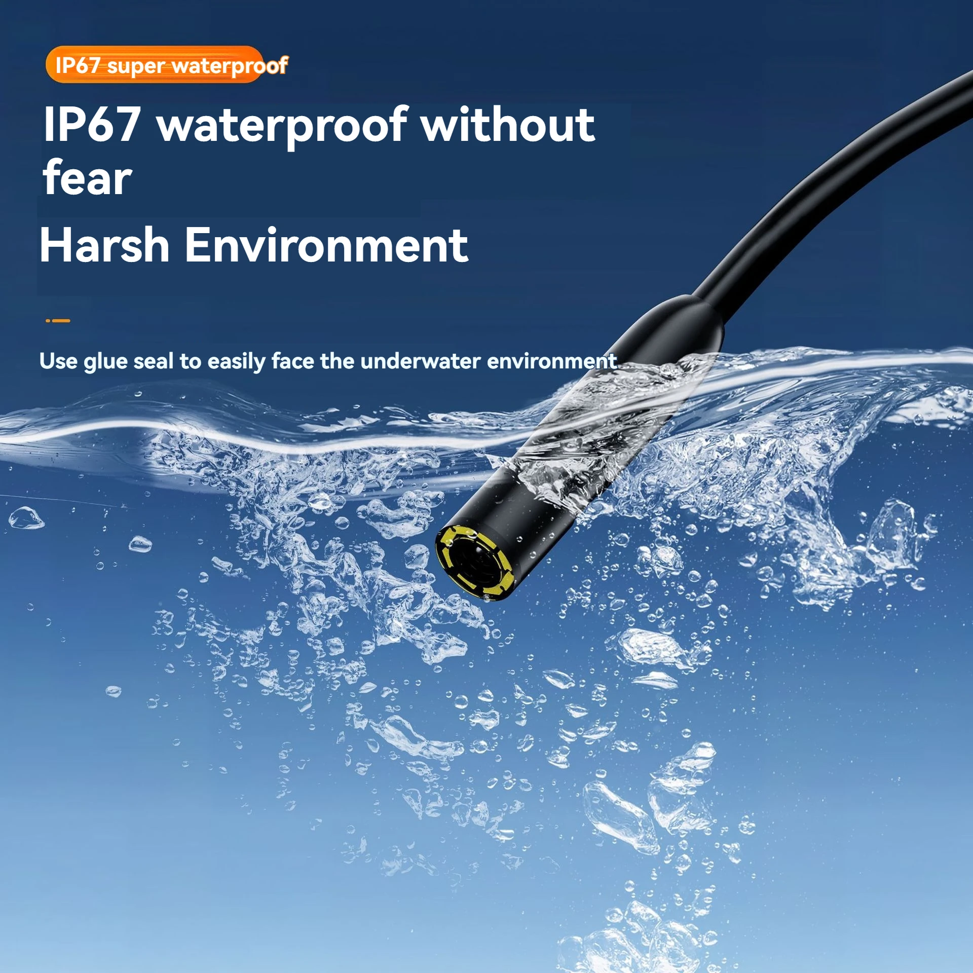 Industrial Endoscope Camera 4.3IPS Screen HD 1080P Single  Lens Pipe Car Inspection Borescope IP67 Waterproof LED 2600mAh