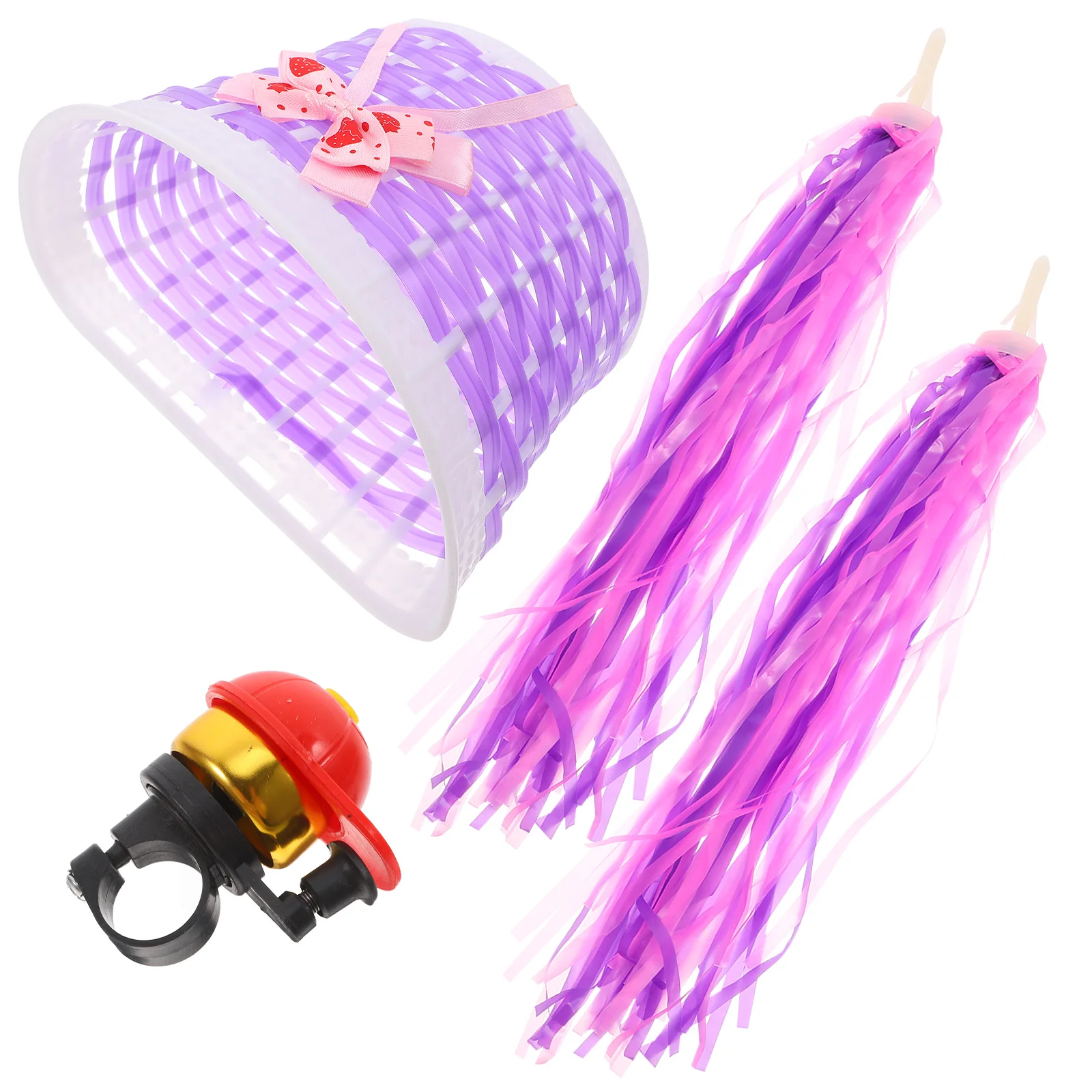 

4 Pcs Bicycle Scooter Set Kids Accessories Mini Handlebar Bell Tricycle Child Horn Streamers Bells Basket Durable Storage