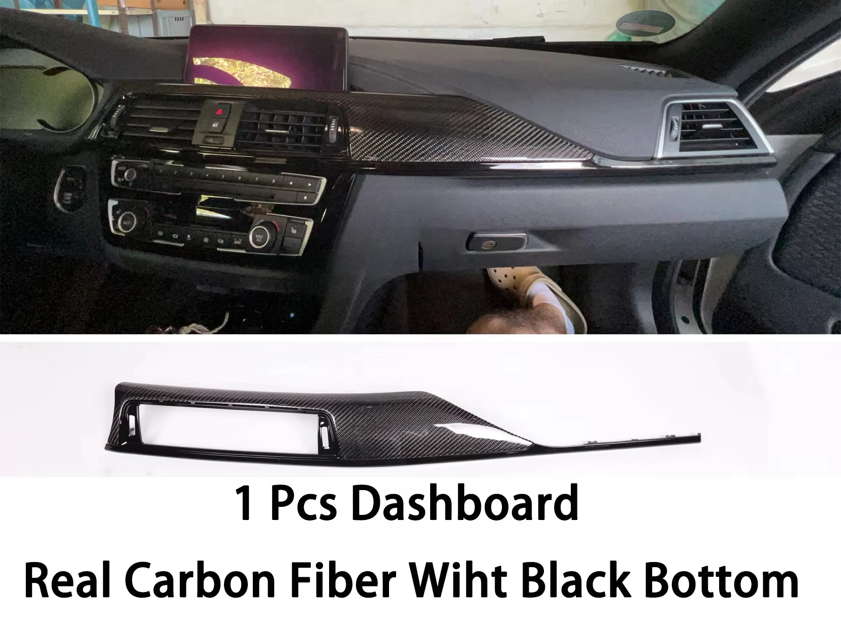 Sports Car Glossy Real Carbon Fiber Dashboard Interior Trim Accessories For BMW F80 M3 F82 M4 F30 F31 F32 F33 F34 F36