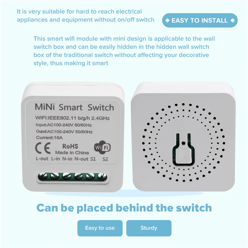 Mini Smart Wifi Relay Switch, DIY Timer Light Switch Module Smart Life/Tuya Application, Wireless Remote Control-New