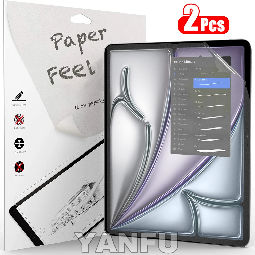 

2 шт. защитных пленок с эффектом бумаги для iPad Air 11 M2 M3 Pro 13 M4 11 Air 5 4 3 2 1 Pro 12.9 9.7 (не стекло)