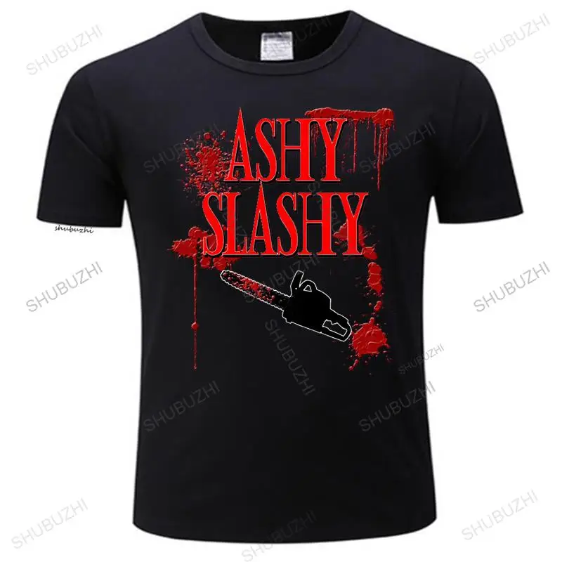 Ashy Slashy Chainsaw T shirt Men Blood Letter Printed Tees Ash Vs Evil Dead T-Shirt Male Fashion Short Sleeve Saws Costume