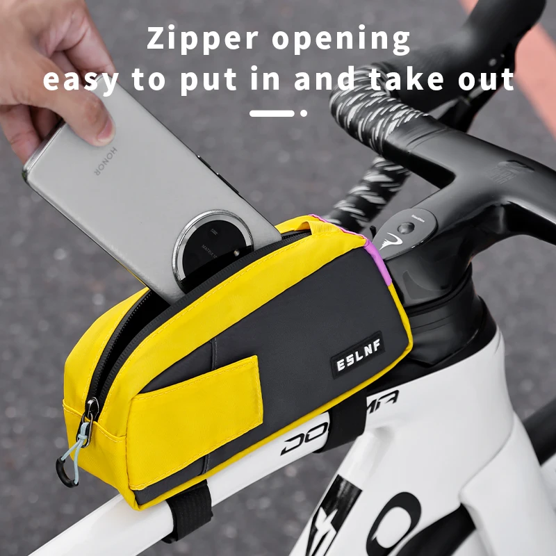 ESLNF Rainproof Color Block Bike Top Tube Bag Lightweight Wear Resistant Bicycle Frame Storage Pouch MTB Road Cycling Accessorie